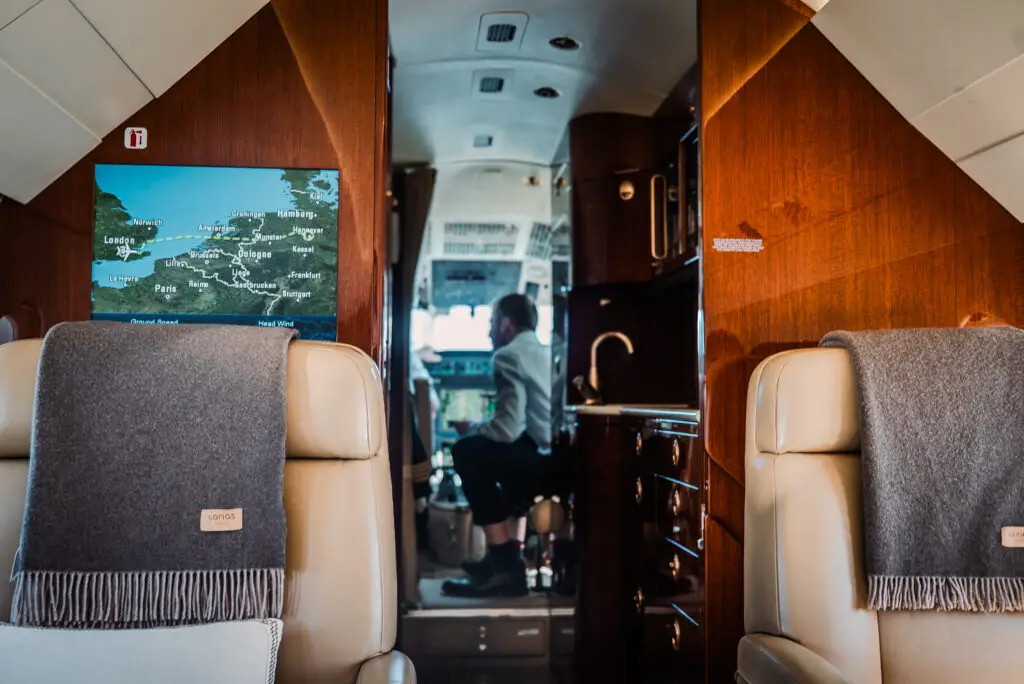 Interior of Falcon2000 private jet from Swift Wings
